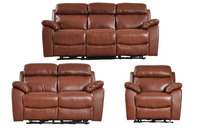 Dandrea Genuine Leather Tan Electric Power Recliner 3+2+1 Seater Sofa Set