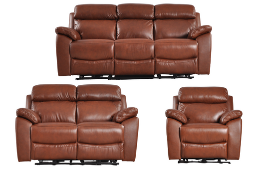 Dandrea Genuine Leather Tan Electric Power Recliner 3+2+1 Seater Sofa Set