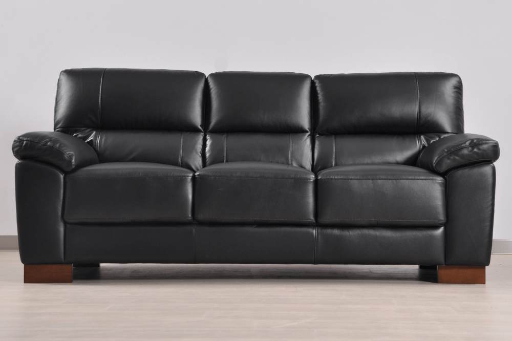 Dalmore Genuine Leather Black 3+1 Seater Sofa Set - Furniture Instore