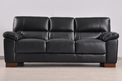 Dalmore Genuine Leather Black 3+1 Seater Sofa Set - Furniture Instore