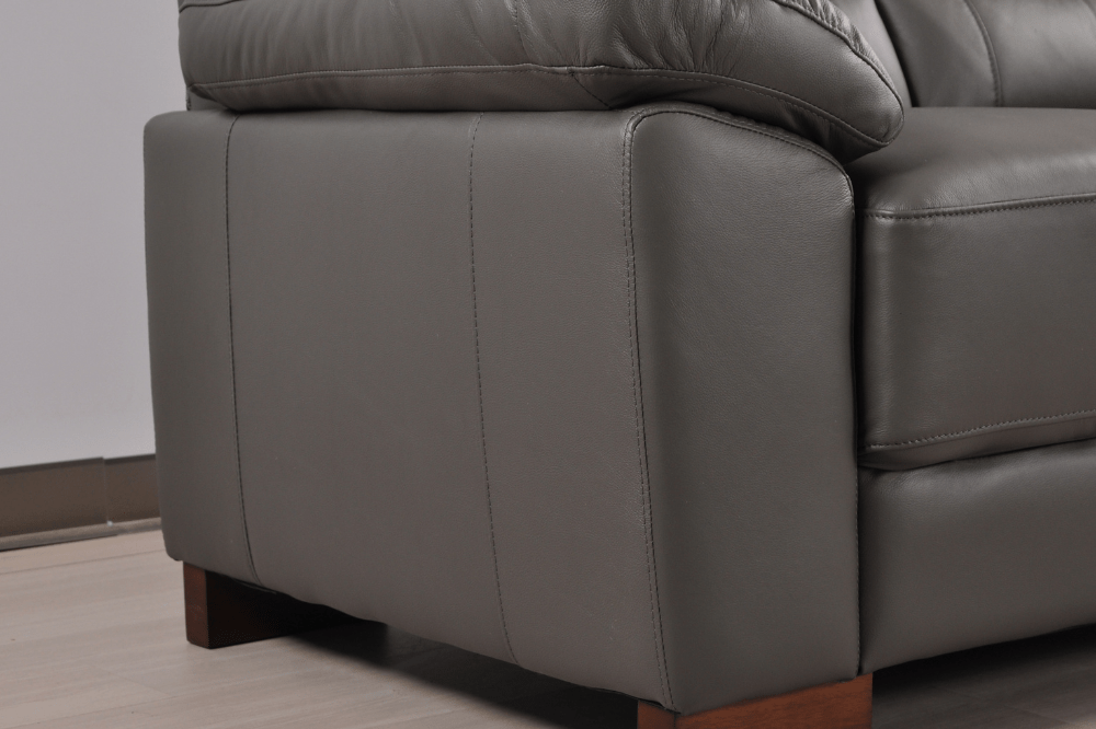 Dalmore Genuine Leather Grey 3+1 Seater Sofa Set - Furniture Instore