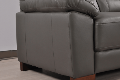 Dalmore Genuine Leather Grey 3+1 Seater Sofa Set - Furniture Instore