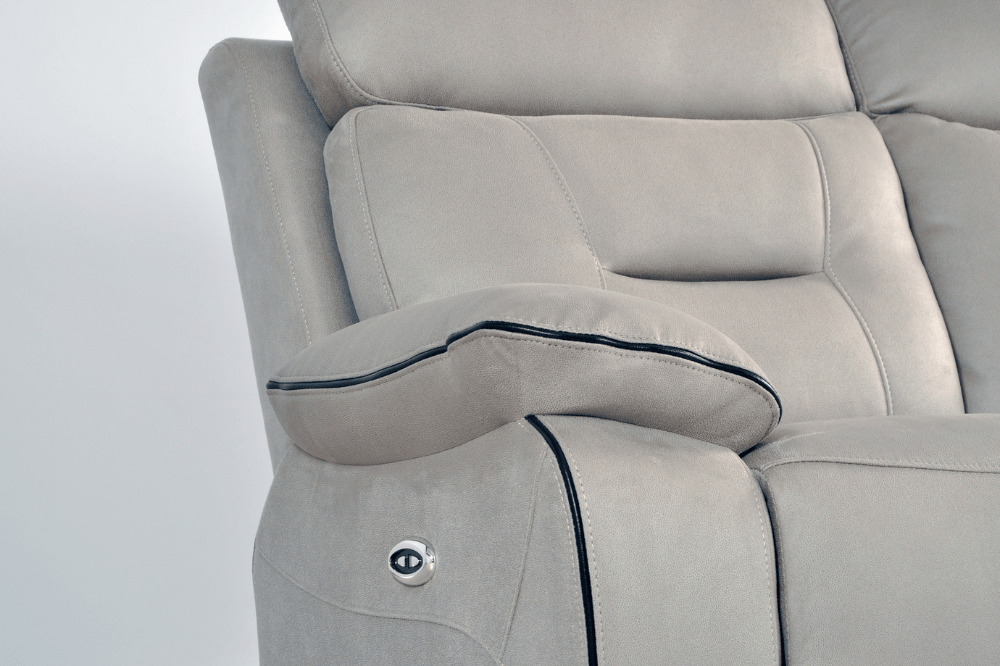 Foster Light Grey Fabric Electric Recliner 3+3 Seater Sofa Set - Furniture Instore