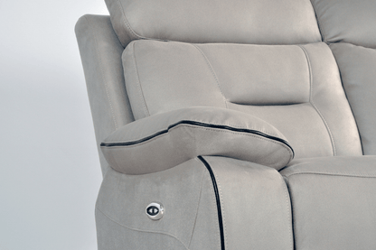 Foster Light Grey Fabric Electric Recliner 3+3 Seater Sofa Set - Furniture Instore