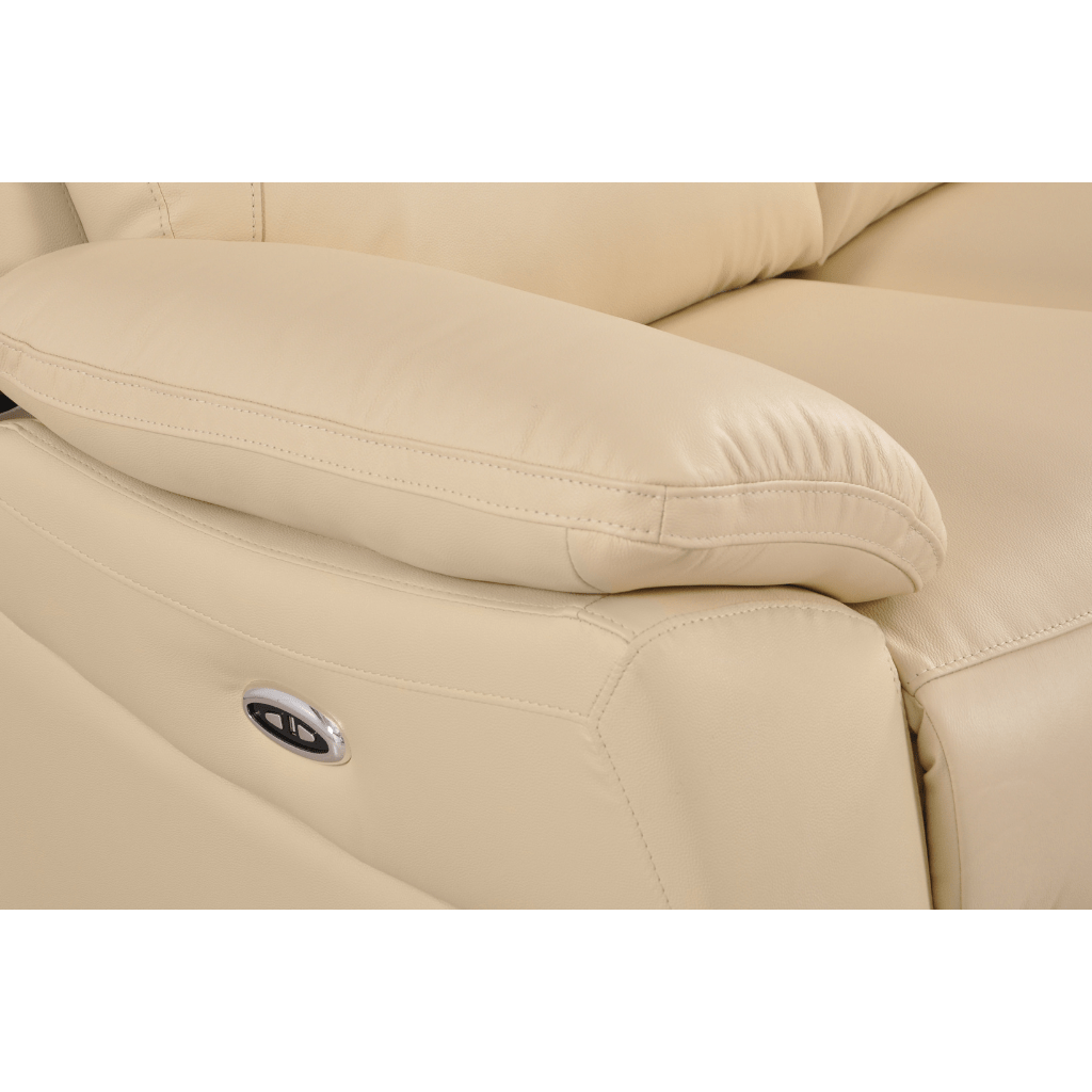 Dandrea Genuine Leather Cream Electric Power Recliner 3+3 Seater Sofa Set - Furniture Instore