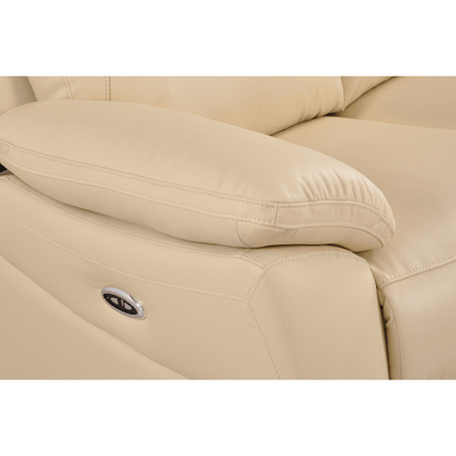 Dandrea Genuine Leather Cream Electric Power Recliner 3+3 Seater Sofa Set - Furniture Instore