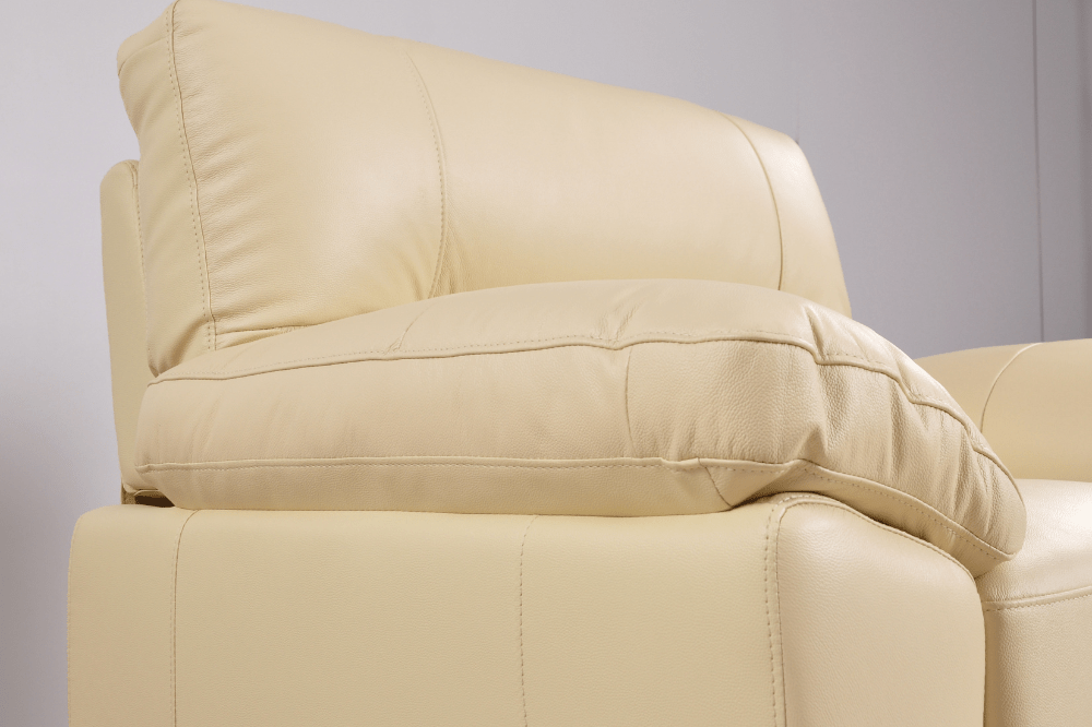 Dalmore Genuine Leather Cream 3+2+1 Seater Sofa Set - Furniture Instore