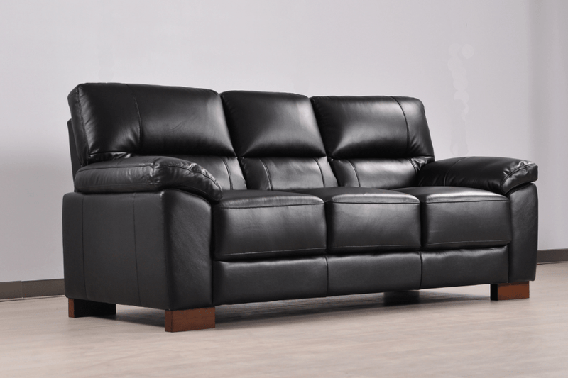 Dalmore Genuine Leather Black 3+2 Seater Sofa Set - Furniture Instore