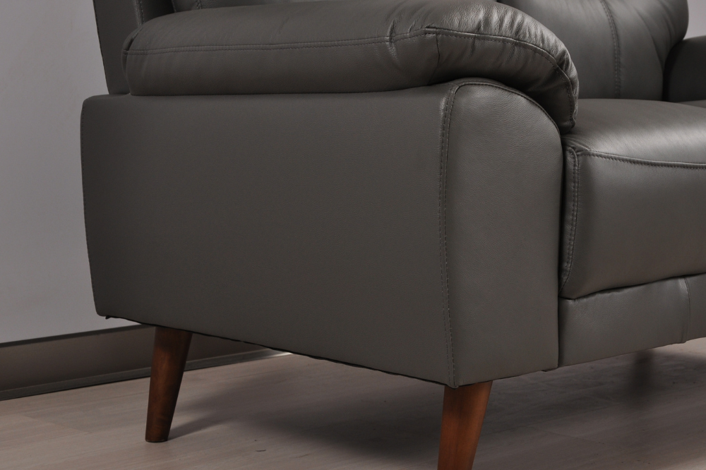 Vantage Genuine Leather Grey 2+2 Seater Sofa Set