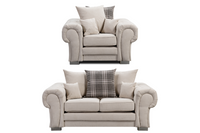Verona Scatter Back  Cream Fabric 2+1 Seater Sofa Set