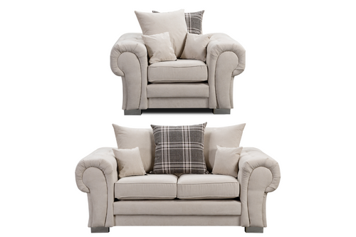 Verona Scatter Back  Cream Fabric 2+1 Seater Sofa Set