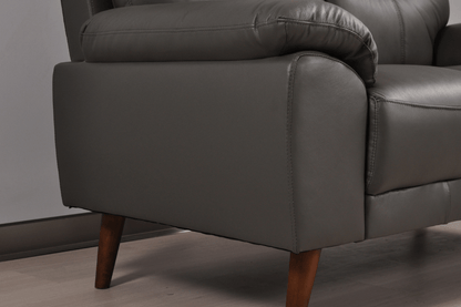 Vantage Genuine Leather Grey 2+1+1 Seater Sofa Set - Furniture Instore