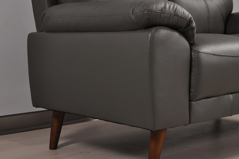 Vantage Genuine Leather Grey 2+1+1 Seater Sofa Set - Furniture Instore