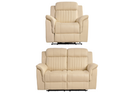Cidliano Genuine Leather Cream Electric Power Recliner 2+1 Seater Sofa Set