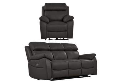 Dandrea Genuine Leather Grey Electric Power Recliner 3+1 Seater Sofa Set