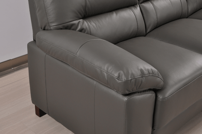 Dalmore Genuine Leather Grey 3+1 Seater Sofa Set - Furniture Instore