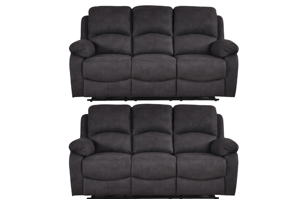 Roma Grey Fabric Electric Recliner 3+3 Seater Sofa Set