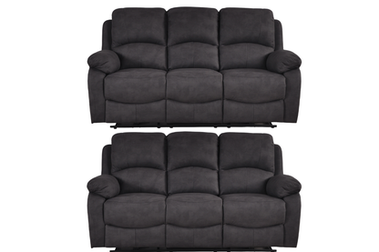 Roma Grey Fabric Electric Recliner 3+3 Seater Sofa Set