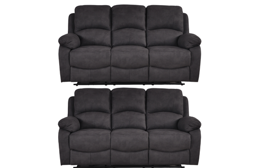 Roma Grey Fabric Electric Recliner 3+3 Seater Sofa Set