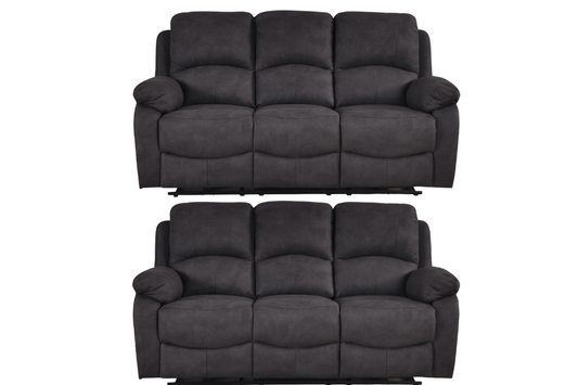 Roma Grey Fabric Electric Recliner 3+3 Seater Sofa Set
