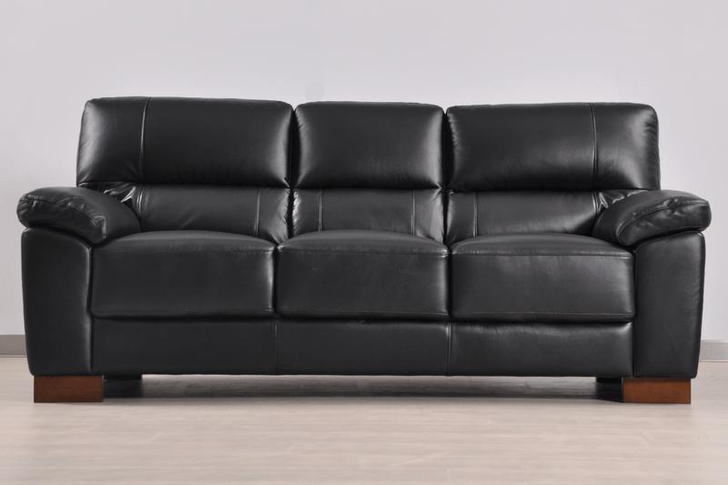 Dalmore Genuine Leather Black 3+3 Seater Sofa Set - Furniture Instore