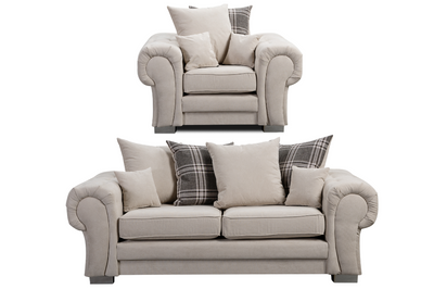 Verona Scatter Back  Cream Fabric 3+1 Seater Sofa Set