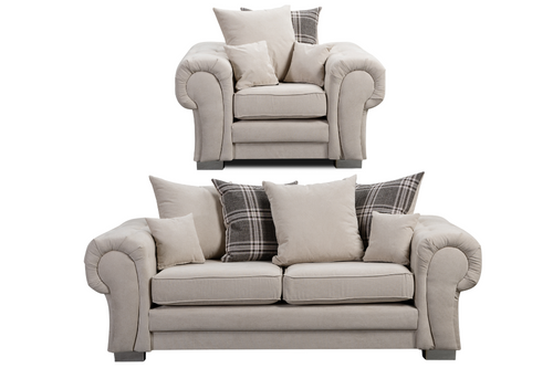Verona Scatter Back  Cream Fabric 3+1 Seater Sofa Set