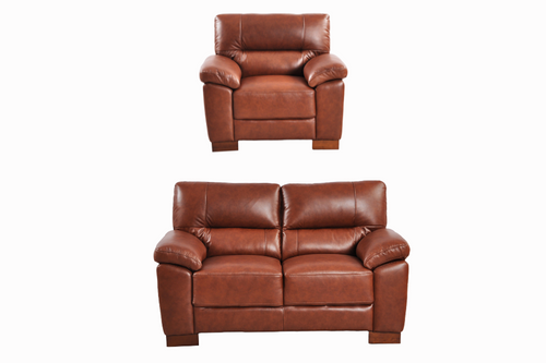 Dalmore Genuine Leather Tan 2+1 Seater Sofa Set
