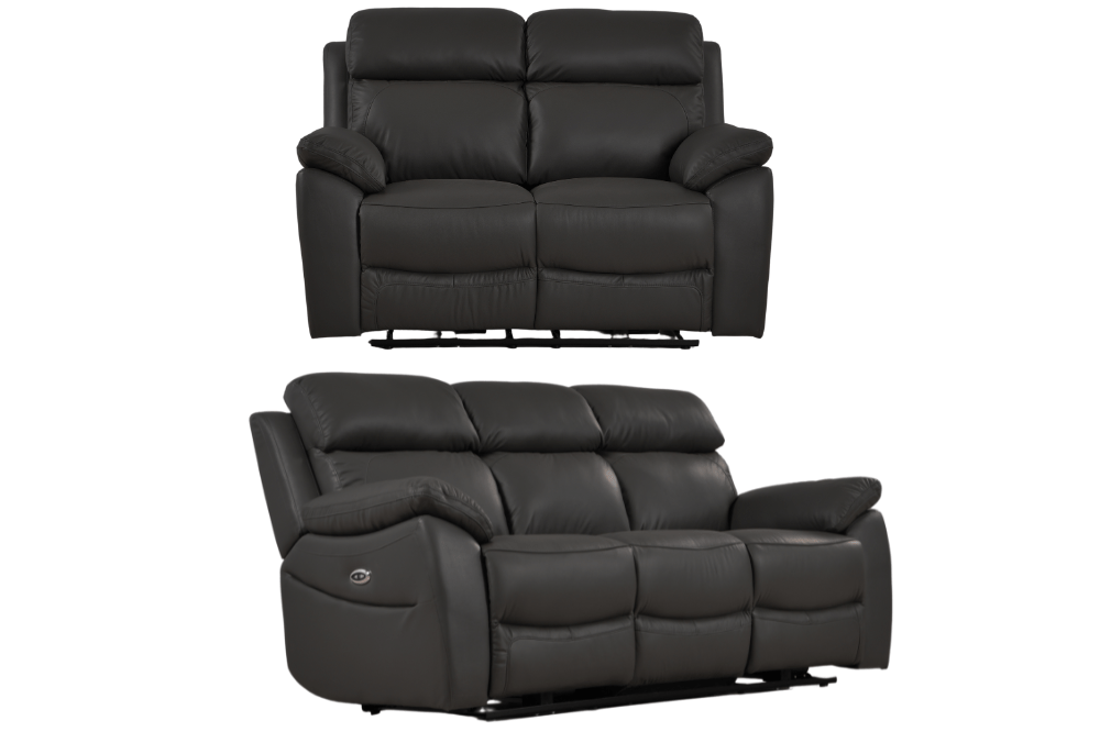 Dandrea Genuine Leather Grey Electric Power Recliner 3+2 Seater Sofa Set - Furniture Instore