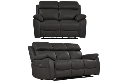 Dandrea Genuine Leather Grey Electric Power Recliner 3+2 Seater Sofa Set - Furniture Instore