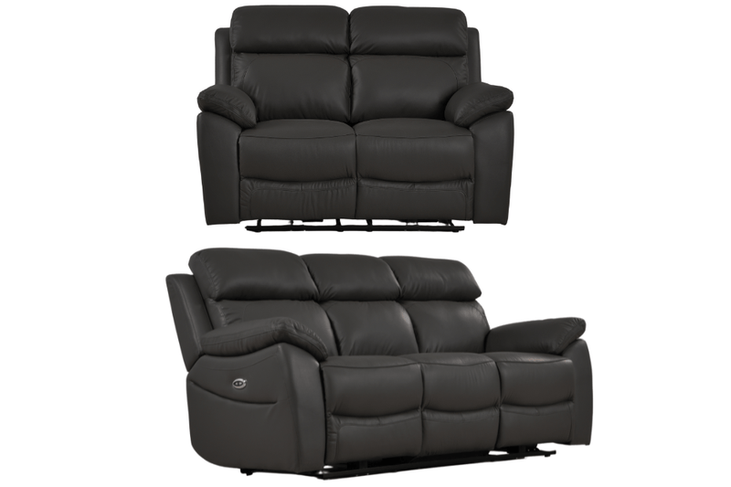 Dandrea Genuine Leather Grey Electric Power Recliner 3+2 Seater Sofa Set - Furniture Instore