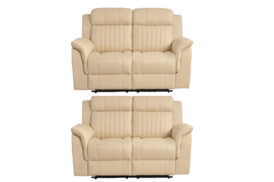 Cidliano Genuine Leather Cream Electric Power Recliner 2+2 Seater Sofa  Set