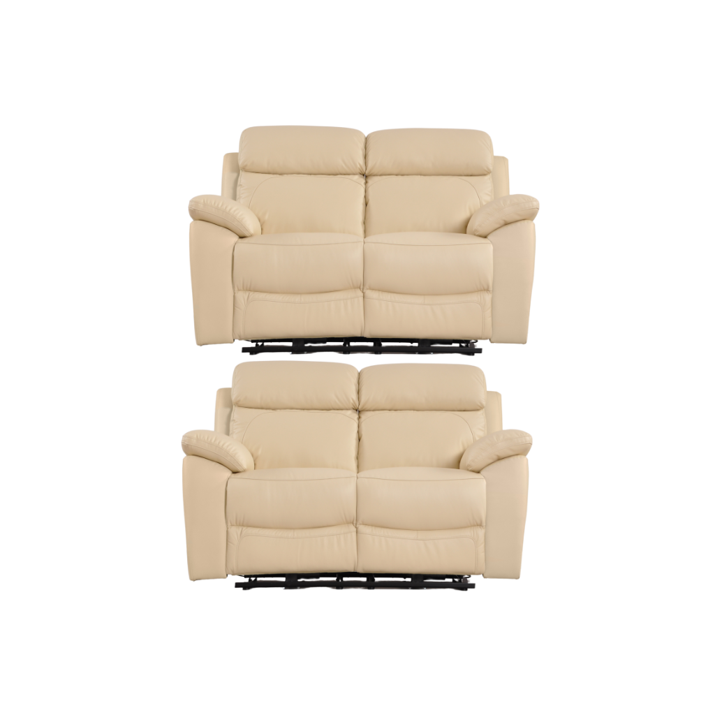 Dandrea Genuine Leather Cream Electric Power Recliner 2+2 Seater Sofa Set