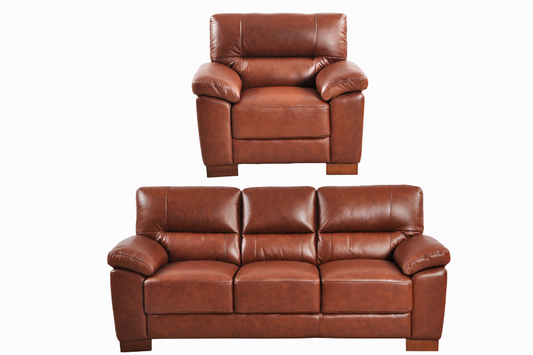 Dalmore Genuine Leather Tan 3+1 Seater Sofa Set