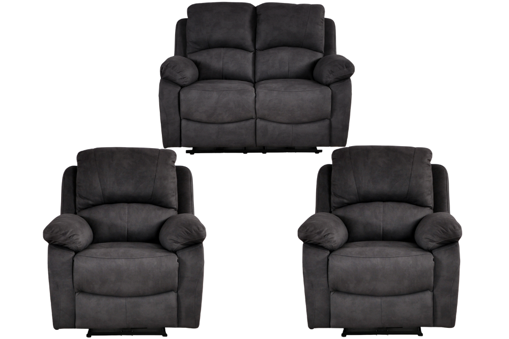 Roma Grey Fabric Electric Recliner 2+1+1 Seater Sofa Set