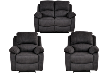 Roma Grey Fabric Electric Recliner 2+1+1 Seater Sofa Set