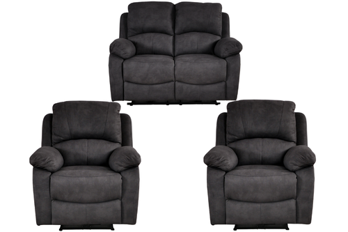 Roma Grey Fabric Electric Recliner 2+1+1 Seater Sofa Set