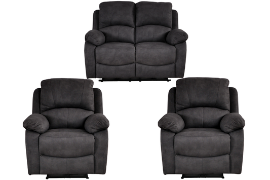 Roma Grey Fabric Electric Recliner 2+1+1 Seater Sofa Set