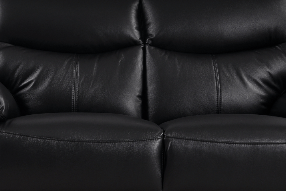 Vantage Genuine Leather Black 3+1+1 Seater Sofa Set - Furniture Instore