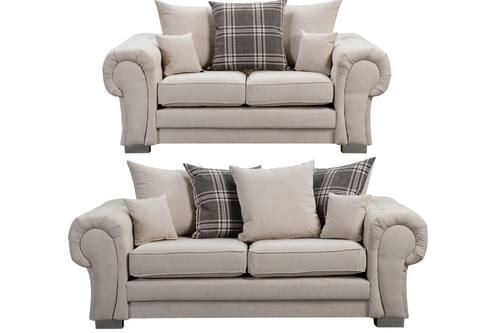 Verona Scatter Back Cream Fabric 3+2 Seater Sofa Set