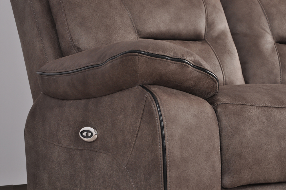 Foster Brown Fabric Electric Recliner 2+2 Seater Sofa Set