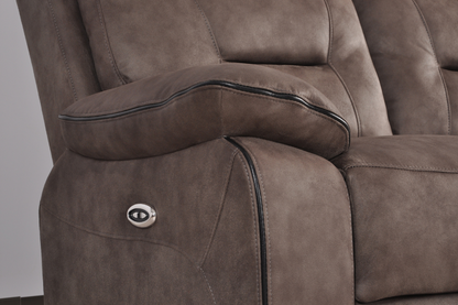 Foster Brown Fabric Electric Recliner 2+2 Seater Sofa Set