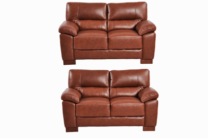 Dalmore Genuine Leather Tan 2+2 Seater Sofa Set - Furniture Instore