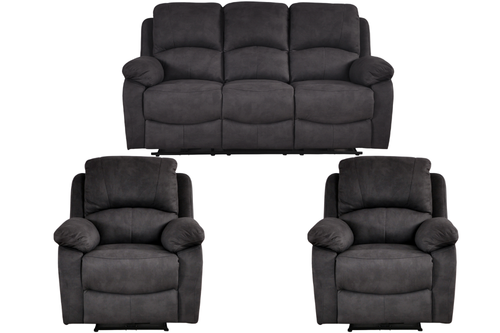 Roma Grey Fabric Electric Recliner 3+1+1 Seater Sofa Set