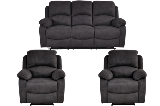 Roma Grey Fabric Electric Recliner 3+1+1 Seater Sofa Set