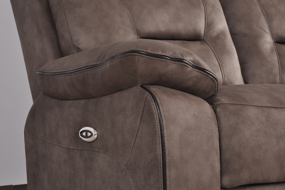 Foster Brown Fabric Electric Recliner 3+3 Seater Sofa Set - Furniture Instore