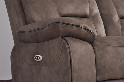 Foster Brown Fabric Electric Recliner 3+3 Seater Sofa Set - Furniture Instore