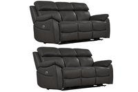 Dandrea Genuine Leather Grey Electric Power Recliner 3+3 Seater Sofa Set
