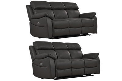 Dandrea Genuine Leather Grey Electric Power Recliner 3+3 Seater Sofa Set