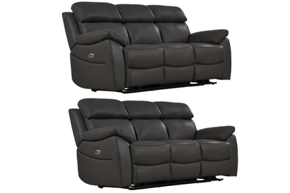 Dandrea Genuine Leather Grey Electric Power Recliner 3+3 Seater Sofa Set - Furniture Instore